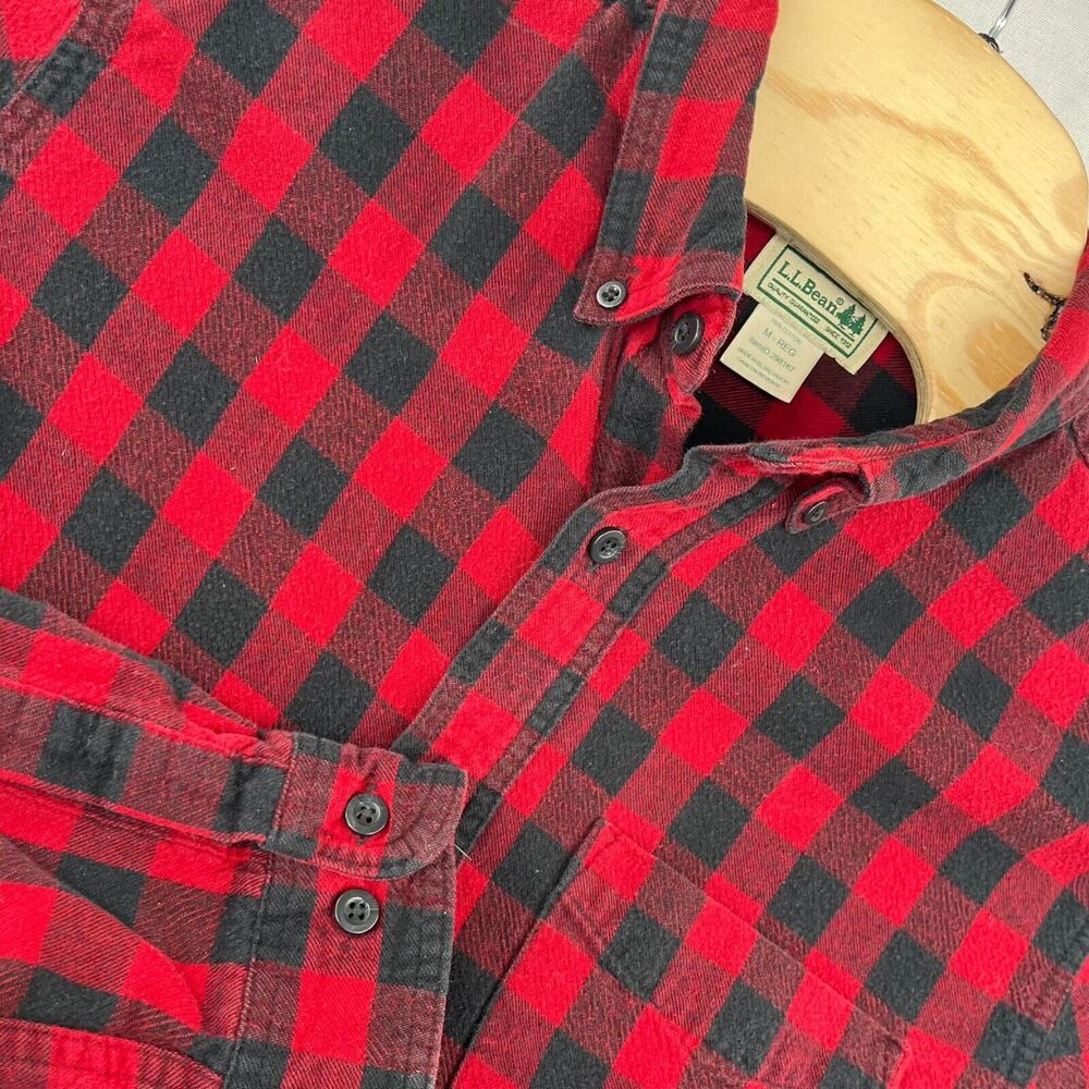 L.L Bean Flannel Shirt M Buffalo Plaid Flannel Slightly Fitted Cotton Vintage